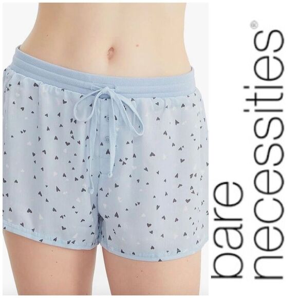 BARE NECESSITIES - NWT-L Sz M Rise & Shine Printed Satin Shorts/Floating Hearts - Picture 1 of 11